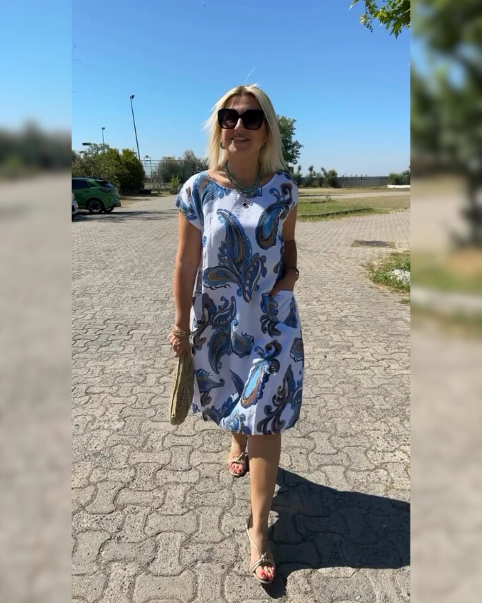 Hazal™ - Mekko pyöreällä kaula-aukolla ja kauniilla printillä