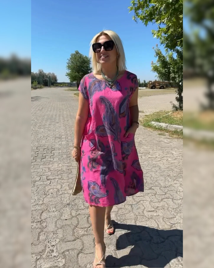Hazal™ - Mekko pyöreällä kaula-aukolla ja kauniilla printillä
