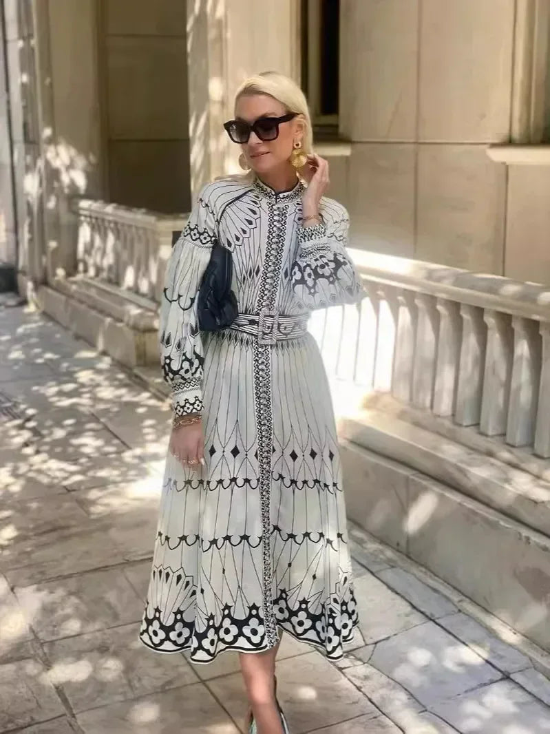 Eulalia - Retro Pystykaulus Boho Mekko