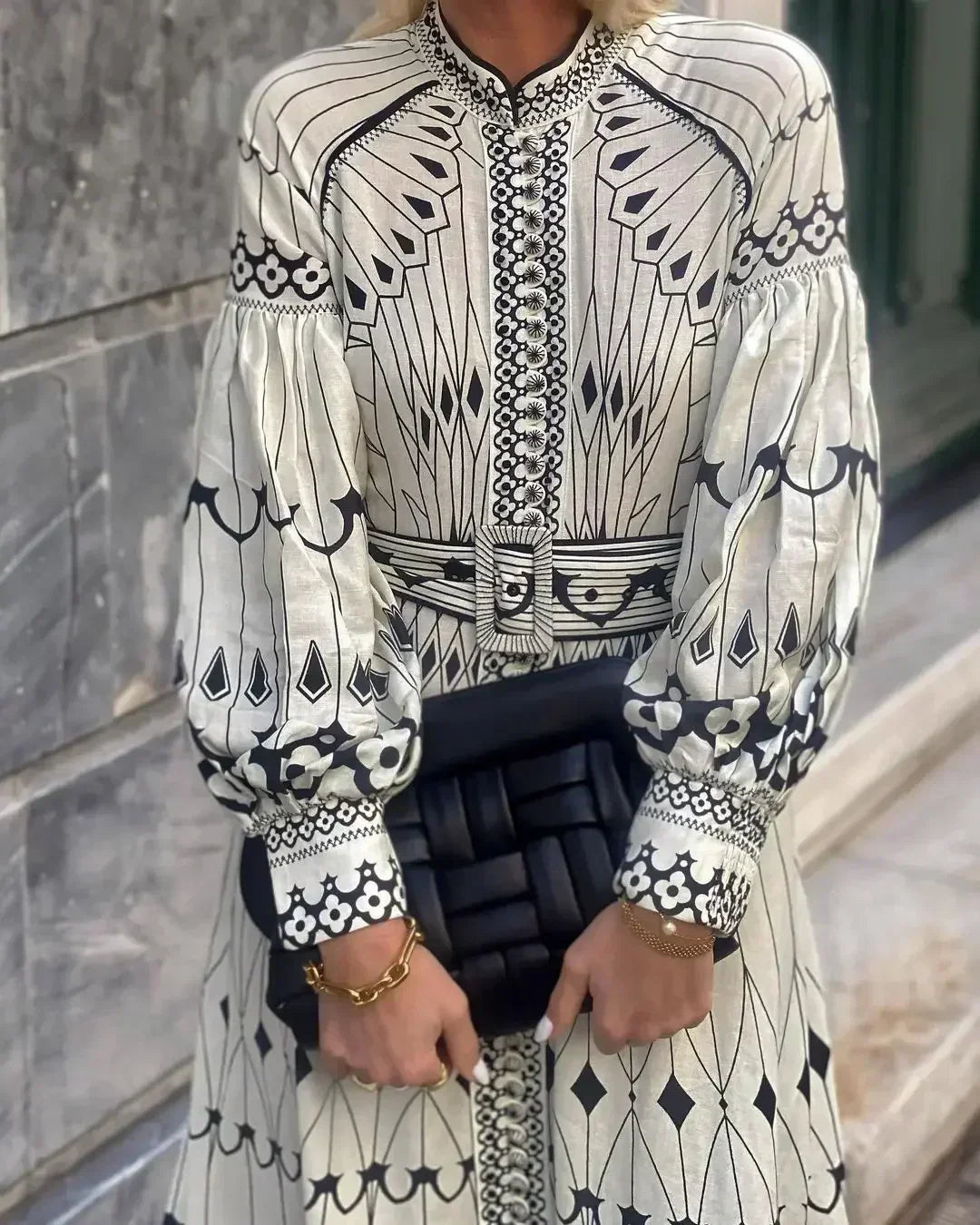 Eulalia - Retro Pystykaulus Boho Mekko