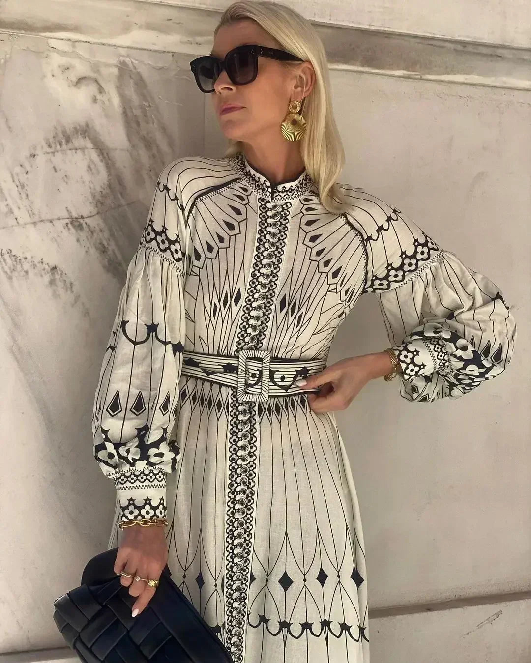 Eulalia - Retro Pystykaulus Boho Mekko