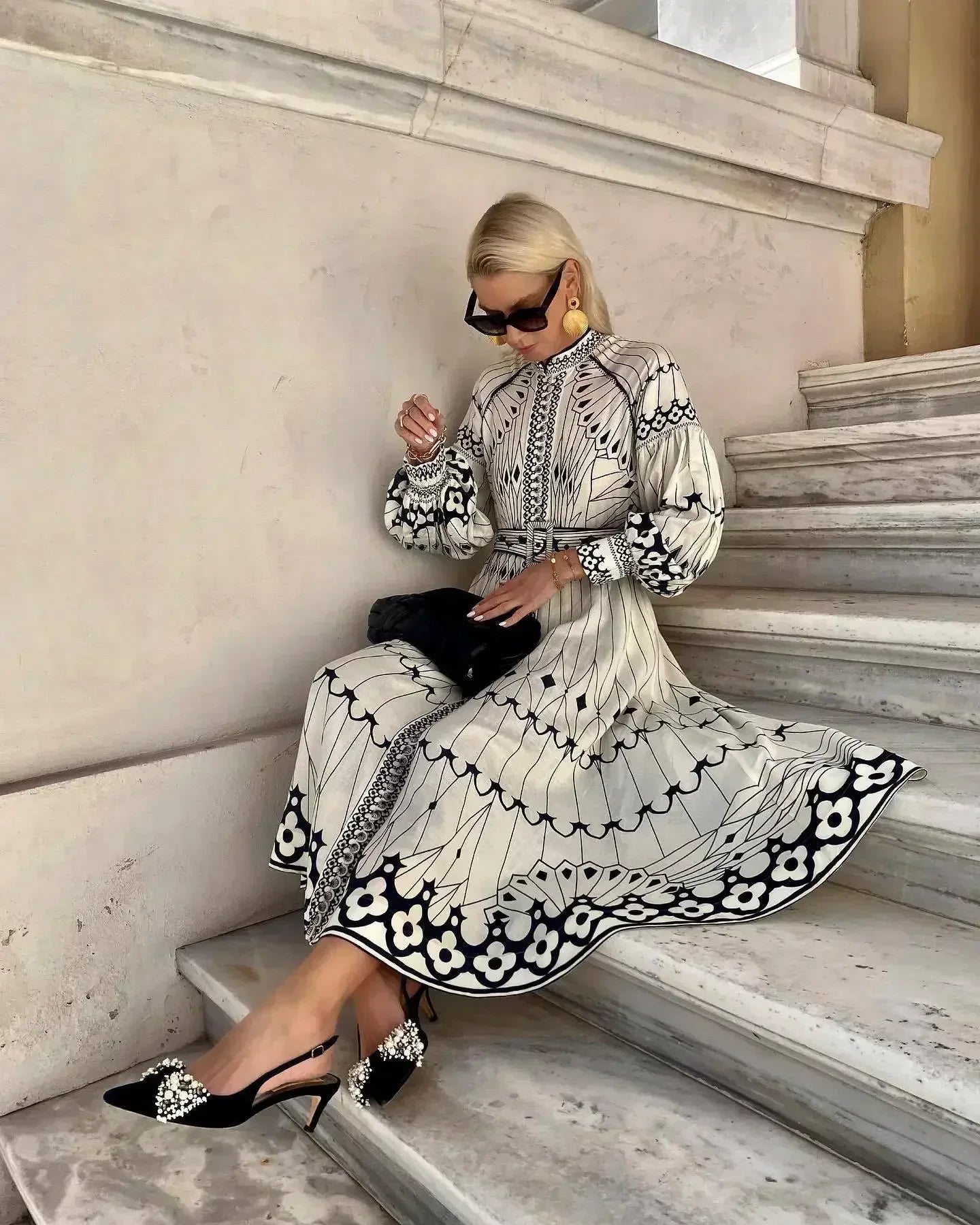 Eulalia - Retro Pystykaulus Boho Mekko